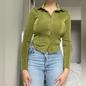 Princess Polly Silky Green Button Up Top